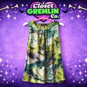 Green Print Sleeveless Top